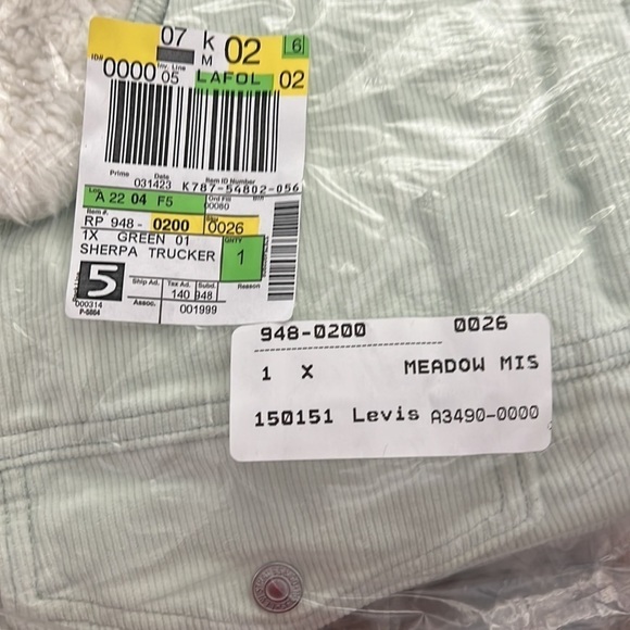Levi's Jacket Sherpa Baby Trucker NEW
Corduroy Meadow Mist sherpa collar 1X - Picture 3 of 6